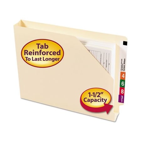 Smead Smead, END TAB JACKETS WITH REINFORCED TABS, STRAIGHT TAB, LETTER SIZE, 14-PT MANILA, 50PK 75740